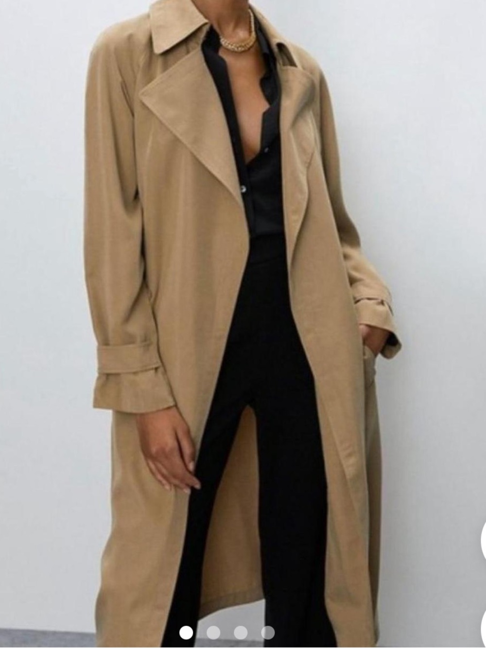 Babaton Long Tan Trench Coat with Relaxed Lapels